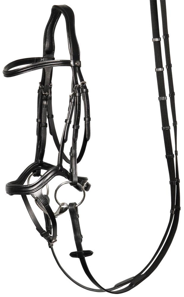 Bridon Anatomique De Cheval HORZE Clermont – Cuir Noir – Têtière Doublée, Frontal à Strass – Taille F (Full)